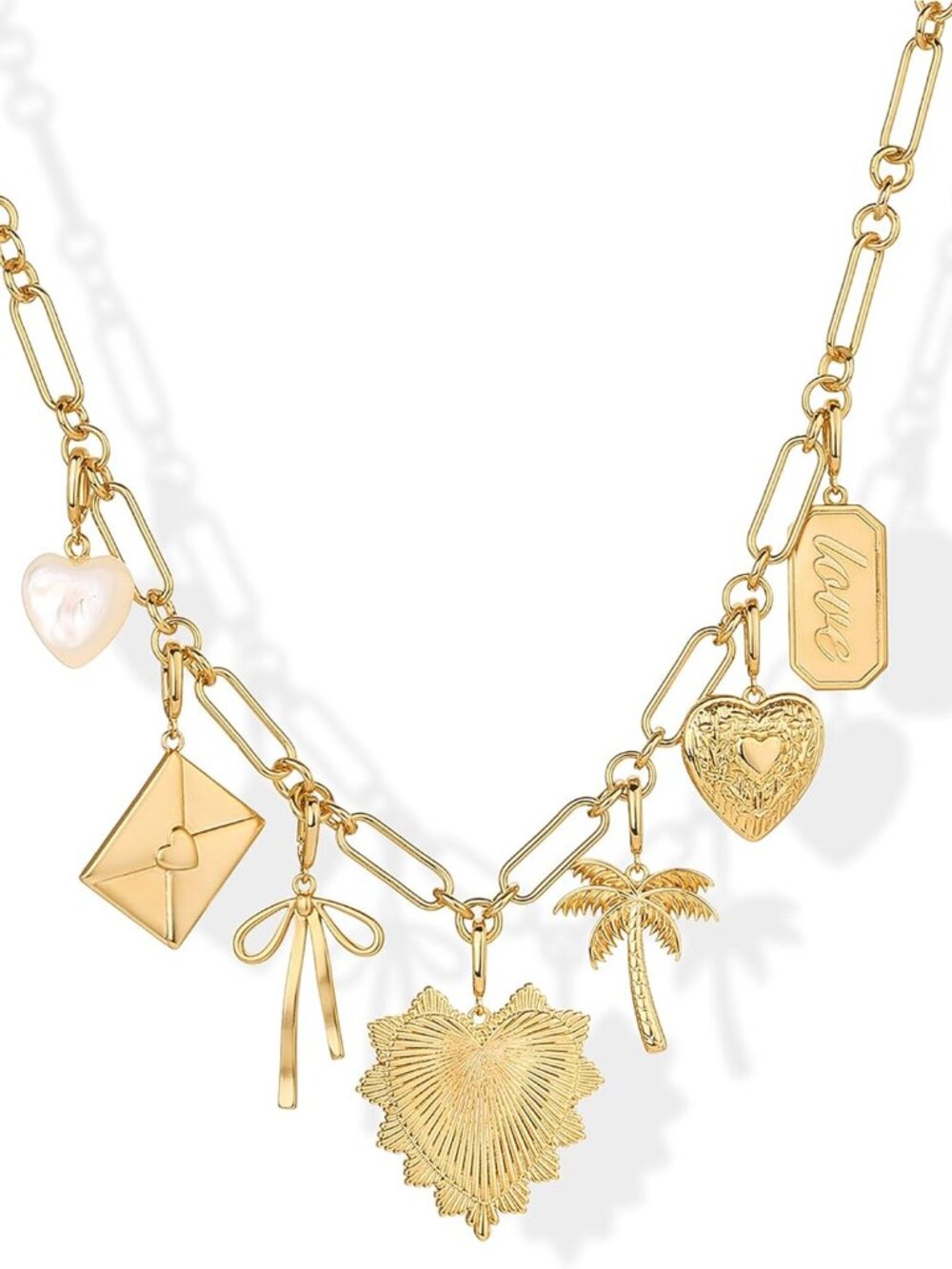 14K Gold Plated Chunky Charm Necklace Pack for Women | Statement Paperclip Chain